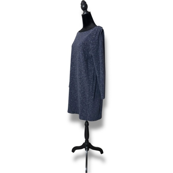 GAP Blue-Gray Sheath Knit Casual Mini Dress Straight Boat Neckline 3/4 Sleeves - Picture 3 of 15
